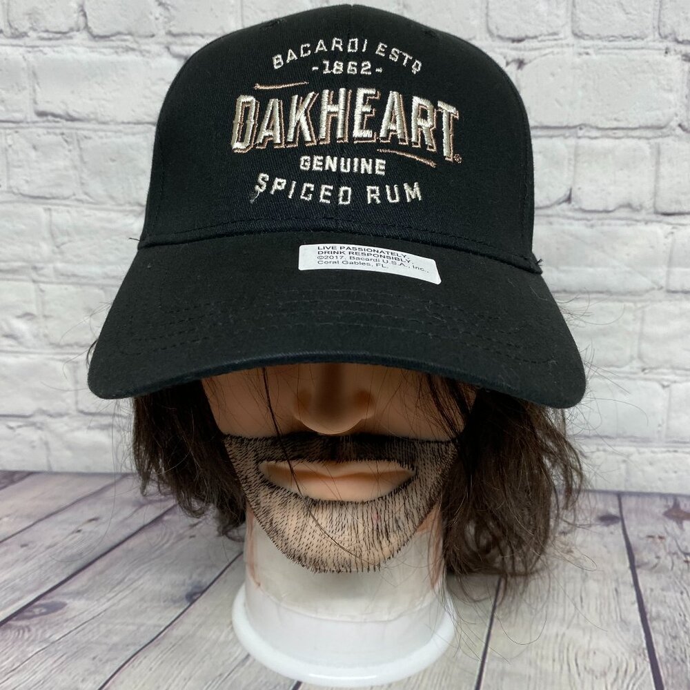 Bacardi Hat Cap Strap Back Black 1862 Oak Heart Genuine Spiced Rum Embroidered